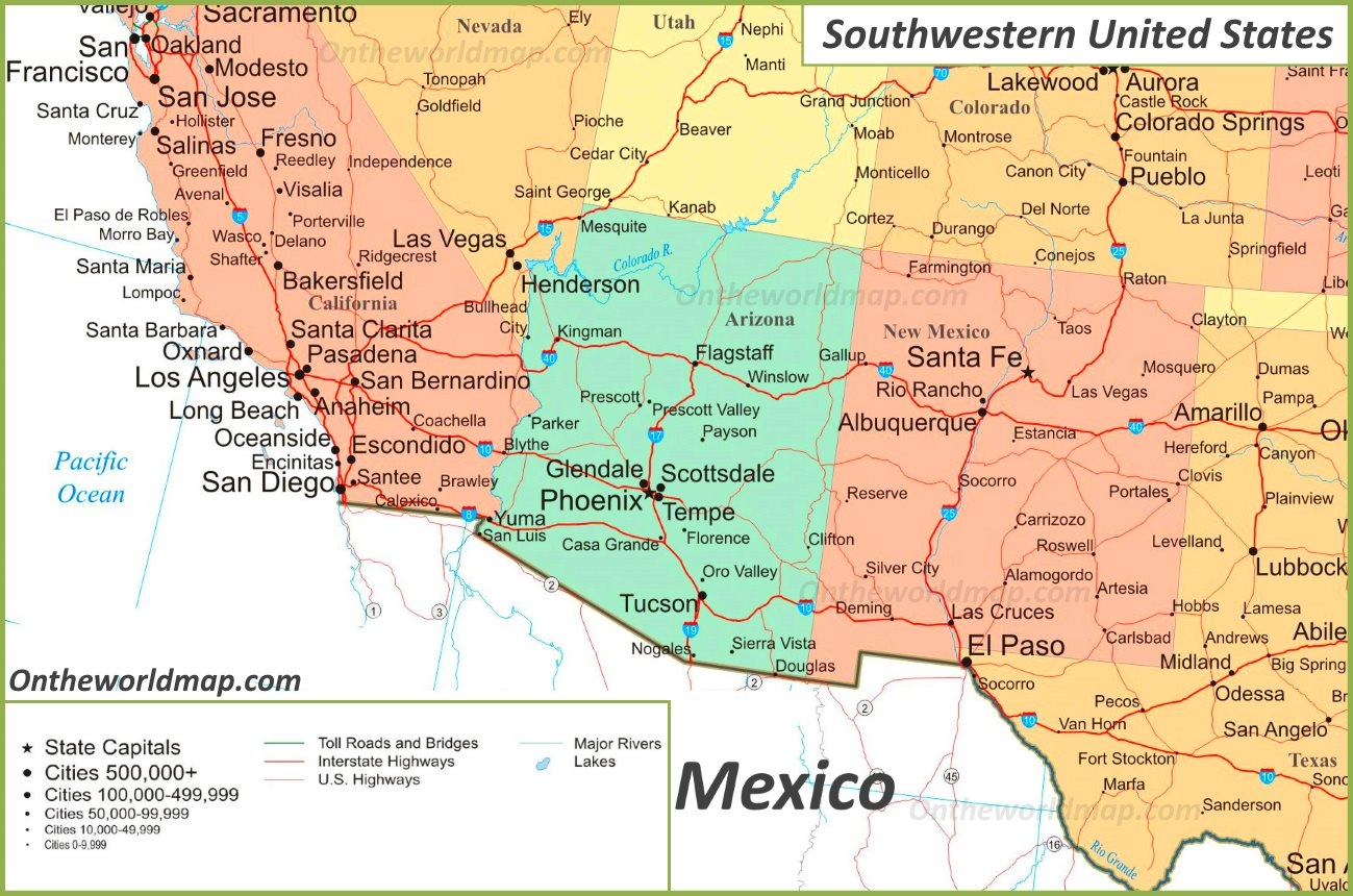 United States Map With Major Cities Printable