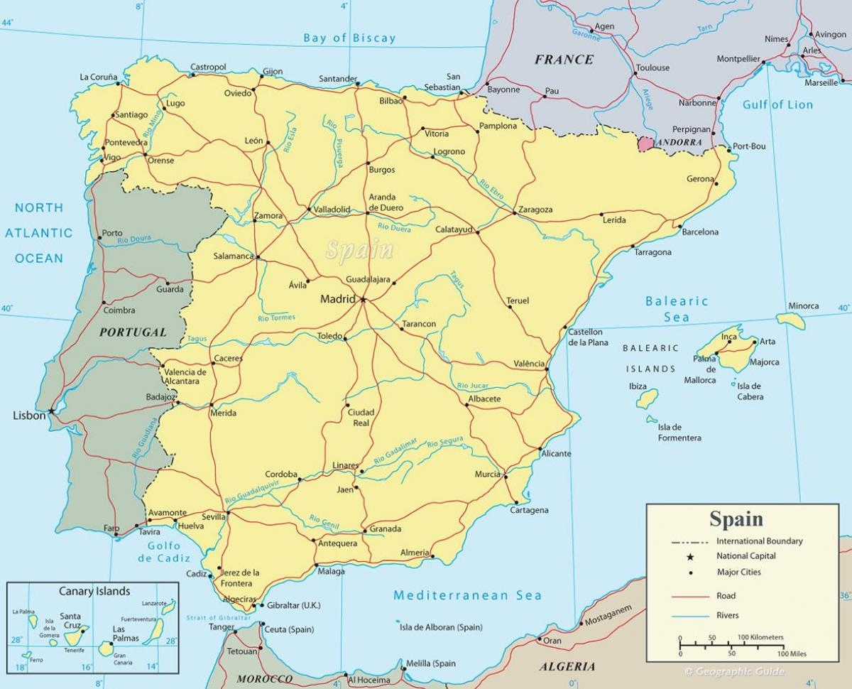Printable Road Map Of Spain