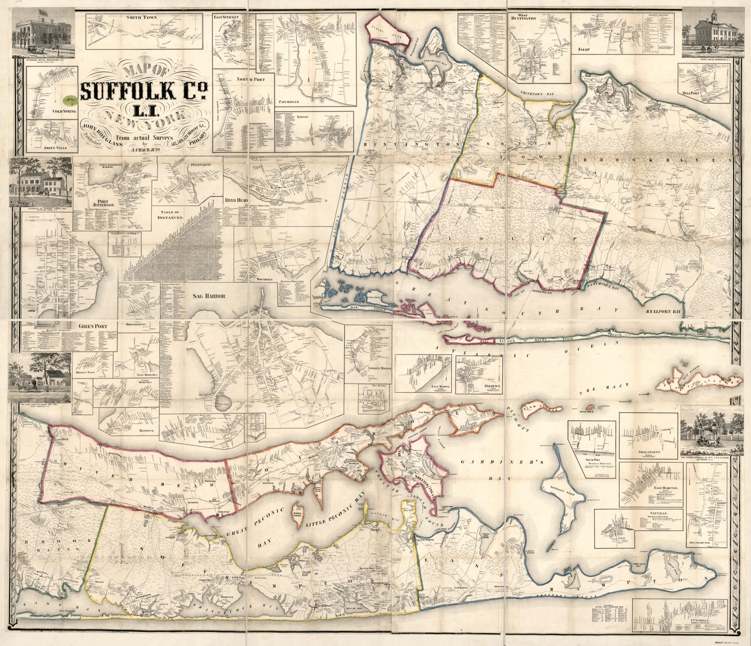 Map Of Suffolk County L I N Y From Actual Surveys Copy 1 Library Of Congress