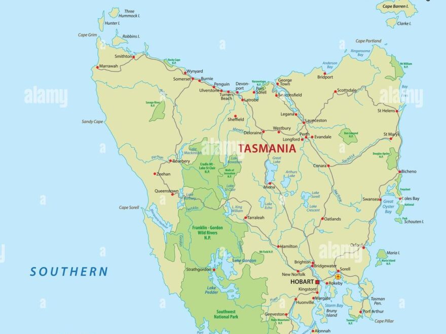 Map Of Tasmania Hi res Stock Photography And Images Alamy