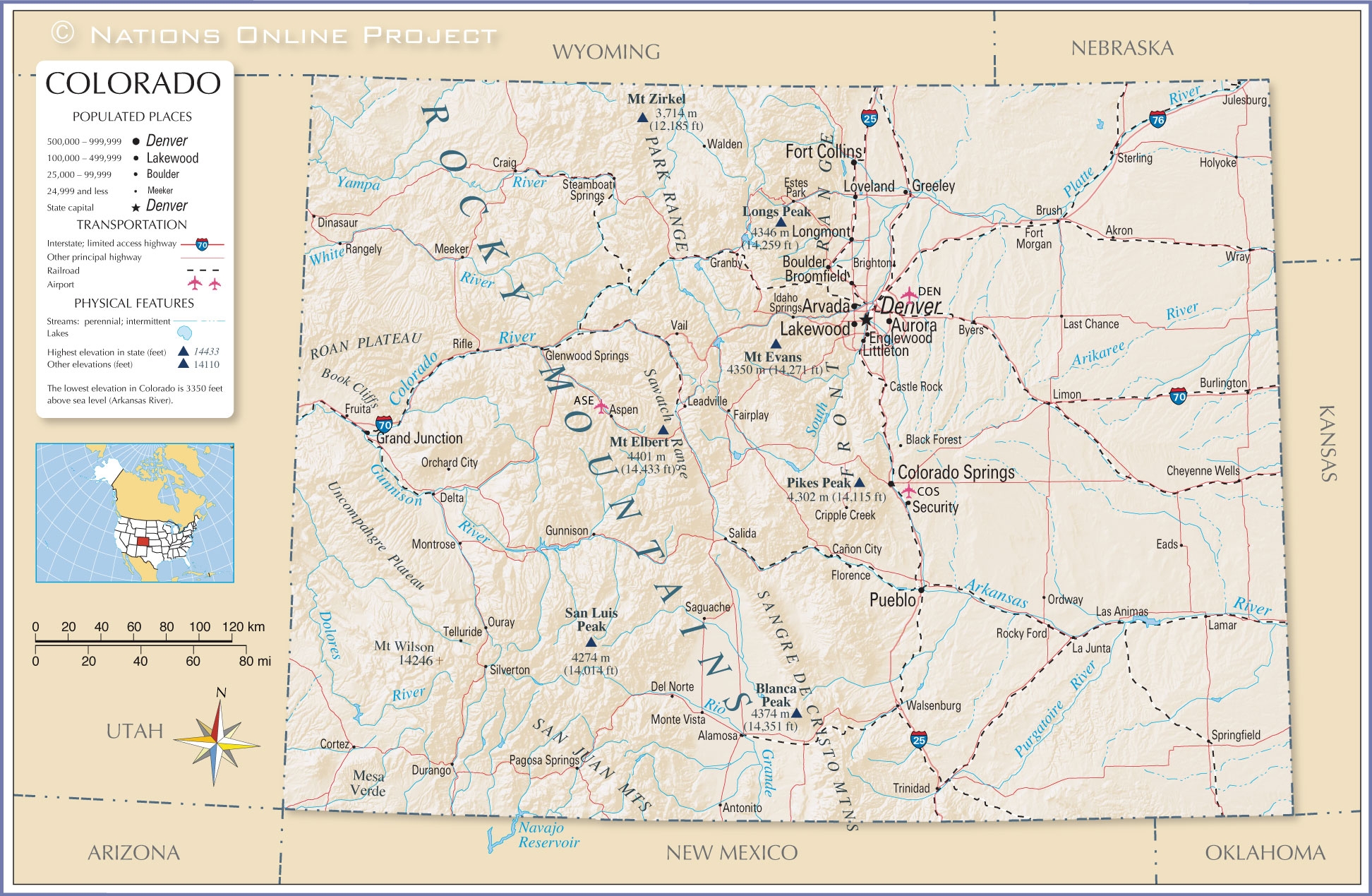 Denver And Colorado Springs Map Printable Denver And Colorado Springs Map Printable