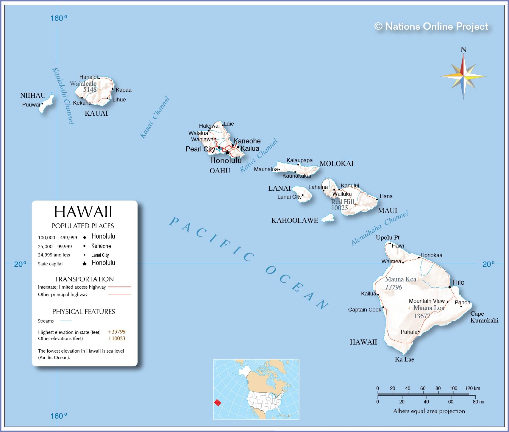 Printable Hawaii Map With Cities