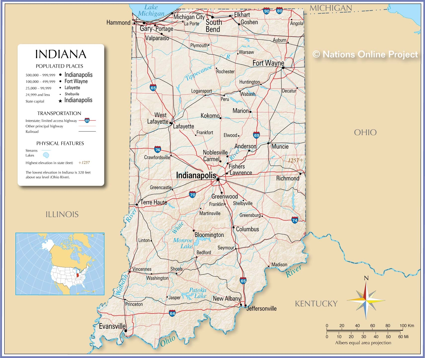 Map Of The State Of Indiana USA Nations Online Project Map Of The State Of Indiana USA Nations Online Project