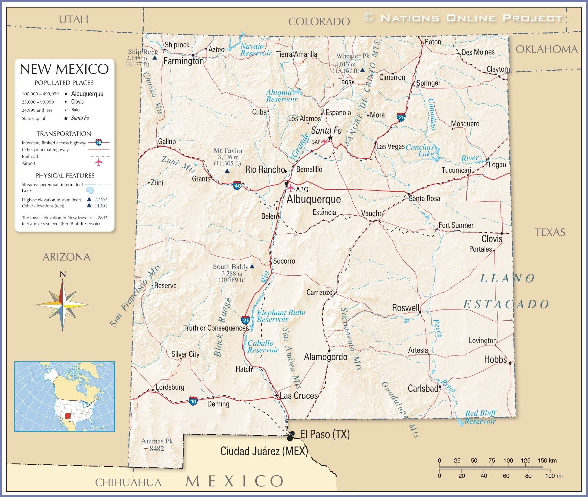 Map Of The State Of New Mexico USA Nations Online Project