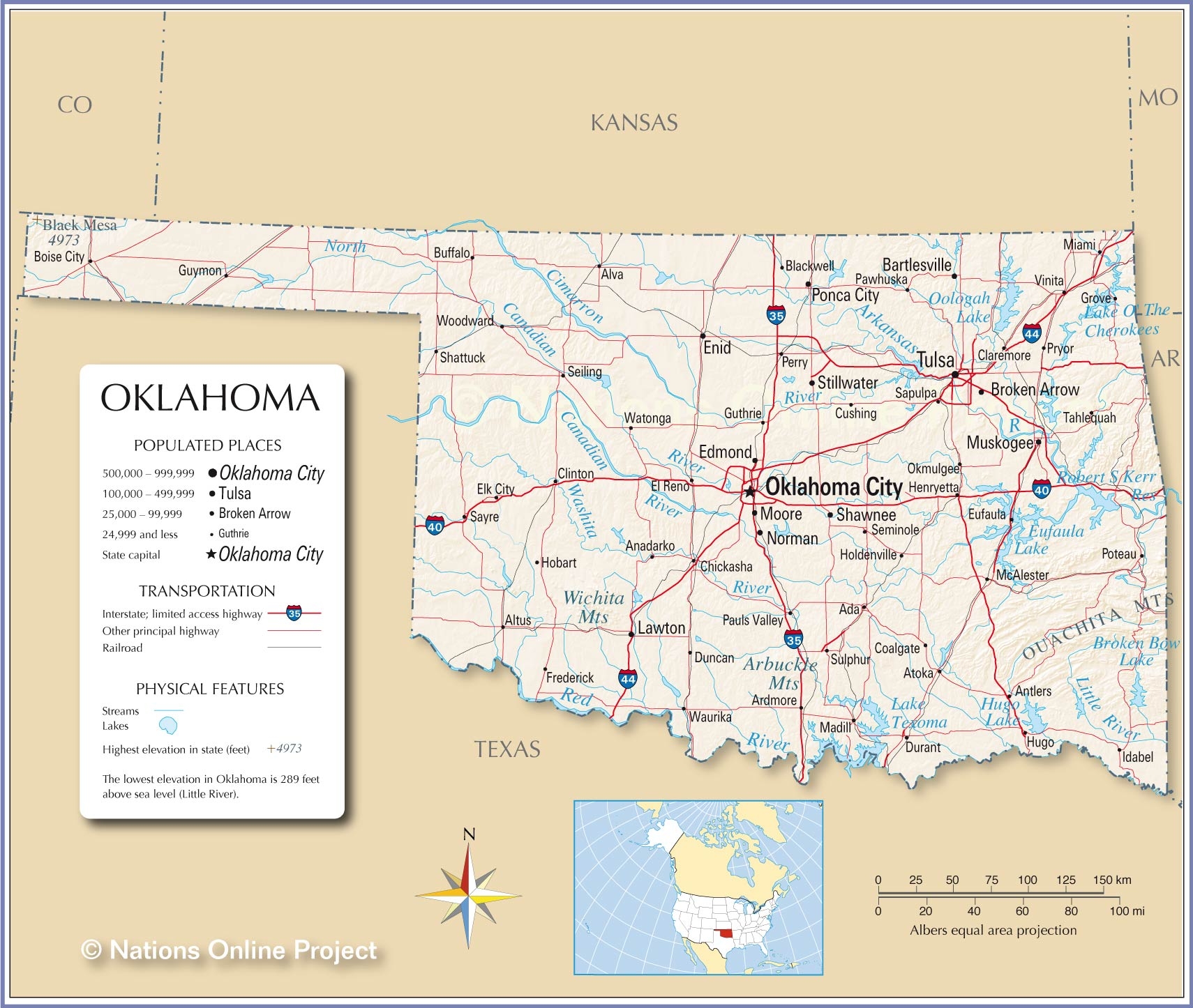 Big Printable Oklahoma Map