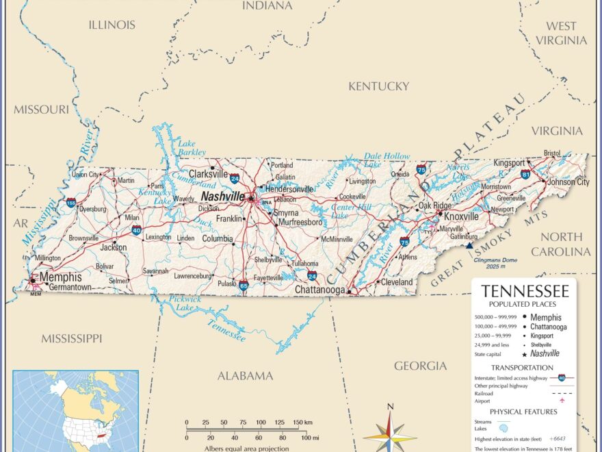 Map Of The State Of Tennessee USA Nations Online Project