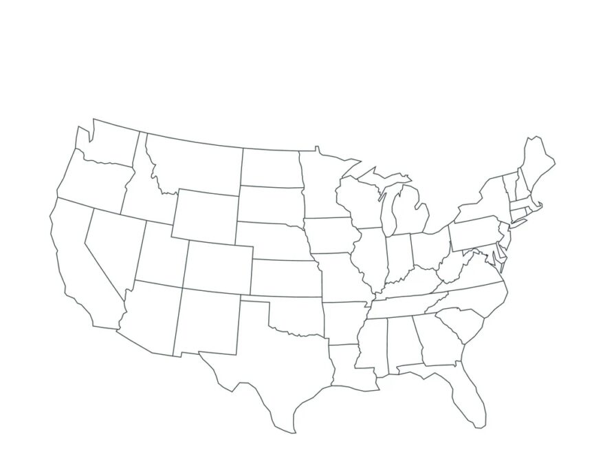 Map Of The USA Blank Map Of North America United States Outline Map USA Map Printable US States Quiz Map Of Usa Map Art Black And White Etsy