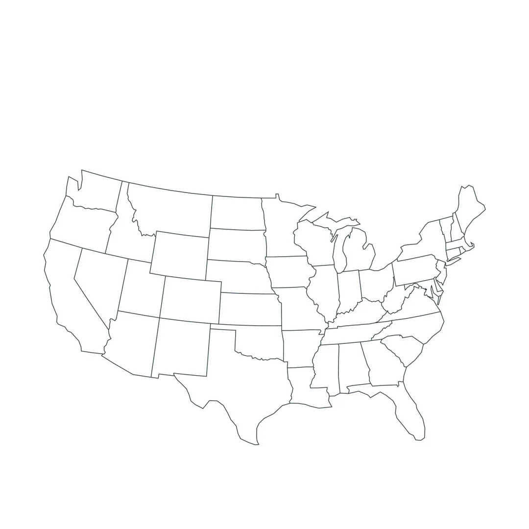 Map Of The USA Blank Map Of North America United States Outline Map USA Map Printable US States Quiz Map Of Usa Map Art Black And White Etsy