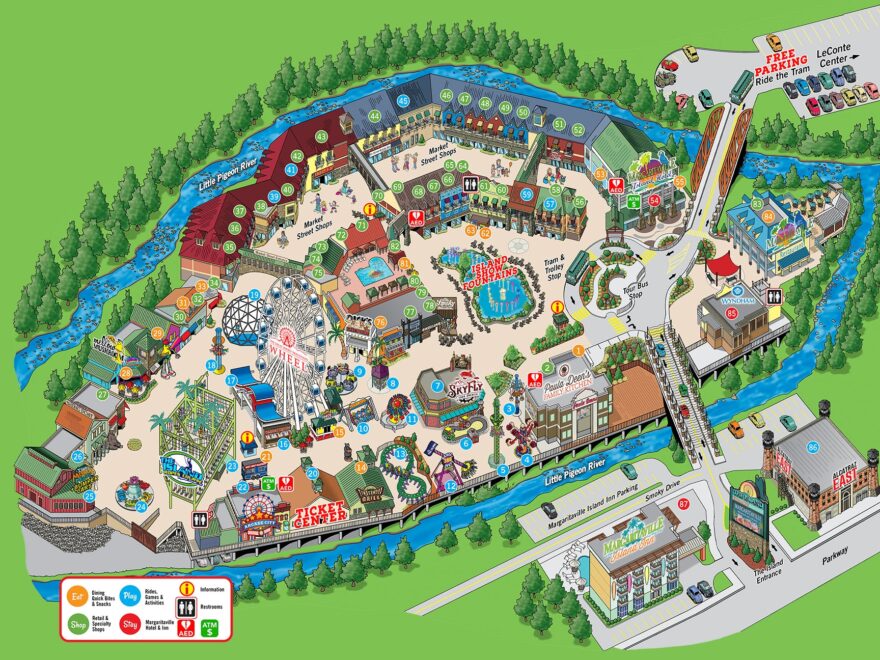 Map Of The Venues The Island In Pigeon Forge