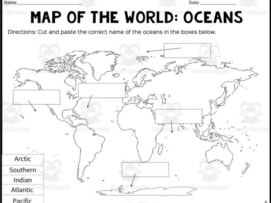 Map Of The World Labeling Worksheets By Teach Simple