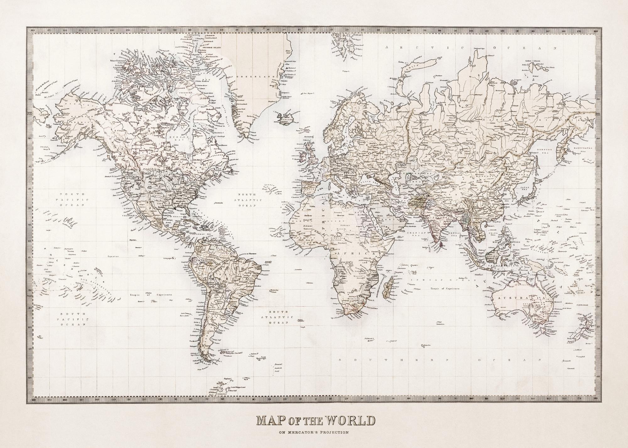 Map Of The World Print Vintage Poster For Wall Decor Desenio