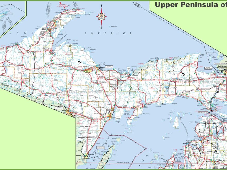 Map Of Upper Peninsula Of Michigan Ontheworldmap