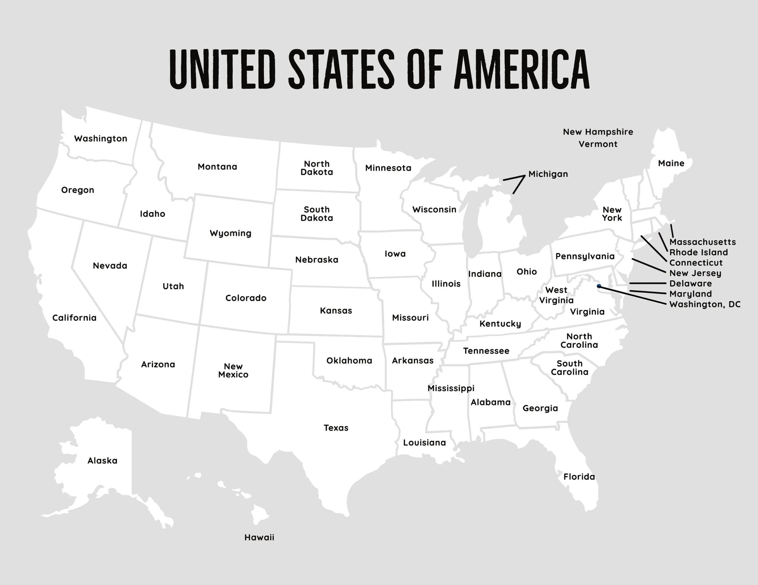 Large Printable Usa Map With States