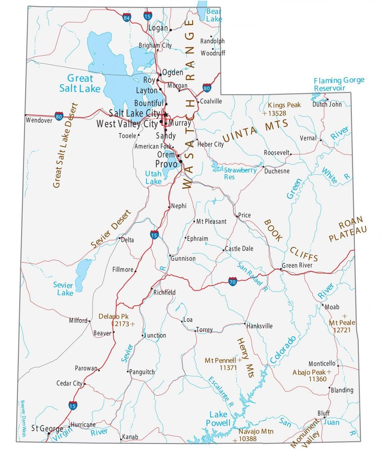 Map Of Utah Cities And Roads GIS Geography Map Of Utah Cities And Roads GIS Geography