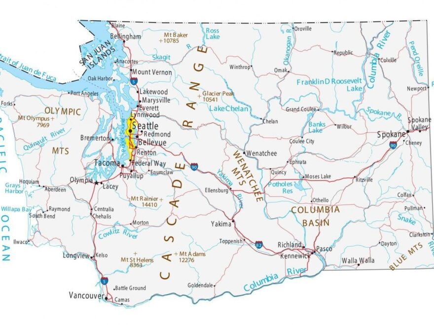 Map Of Washington Cities And Roads GIS Geography