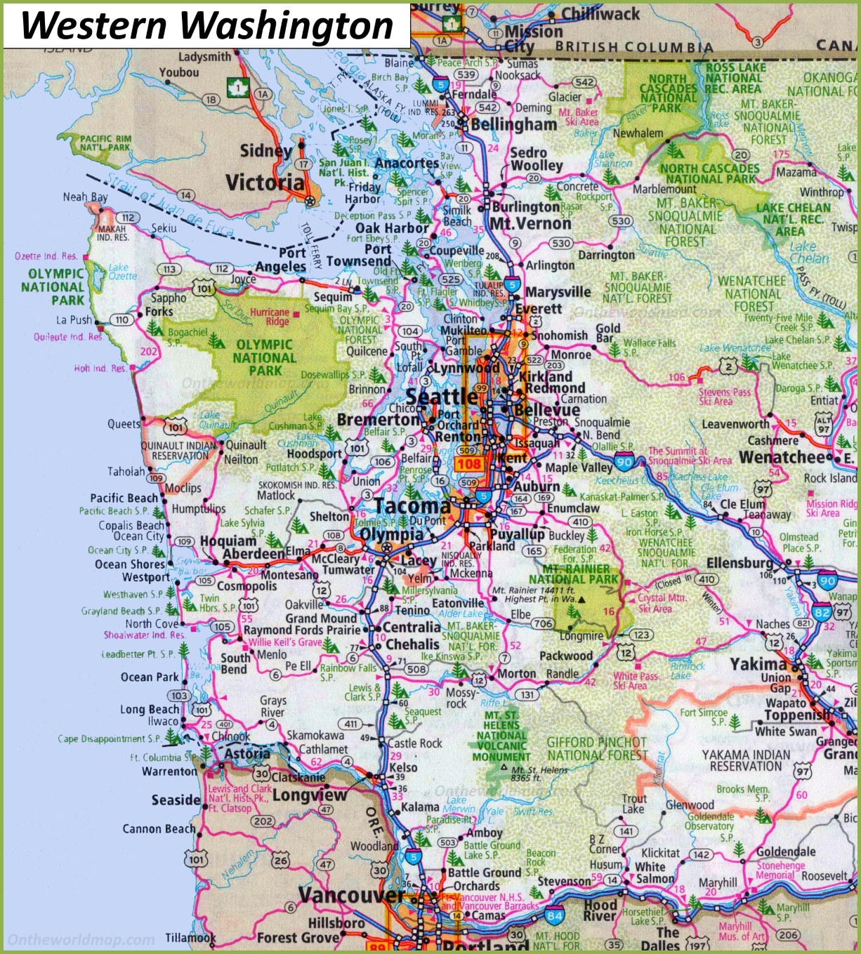 Map Of Western Washington Ontheworldmap