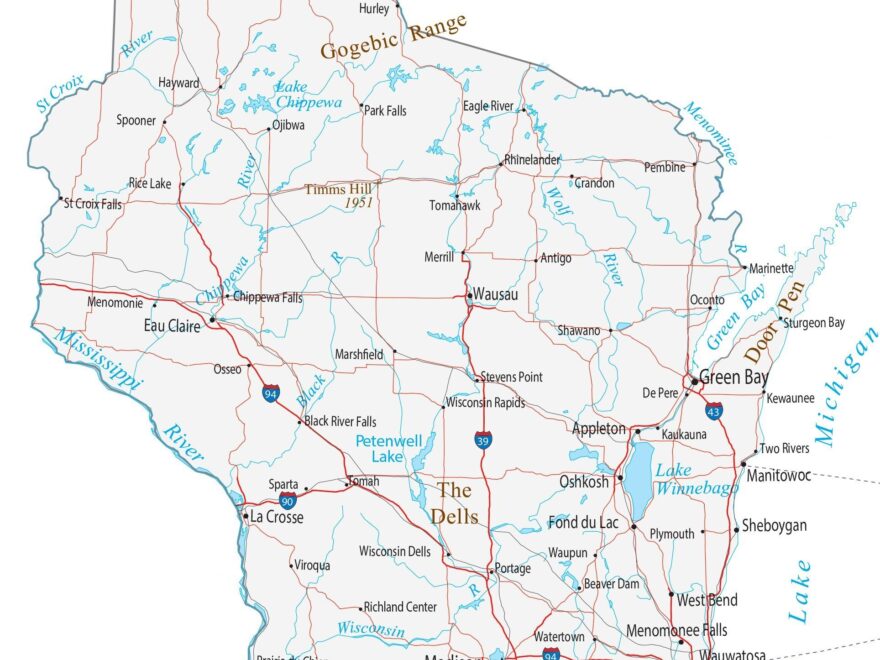 Map Of Wisconsin Cities And Roads GIS Geography