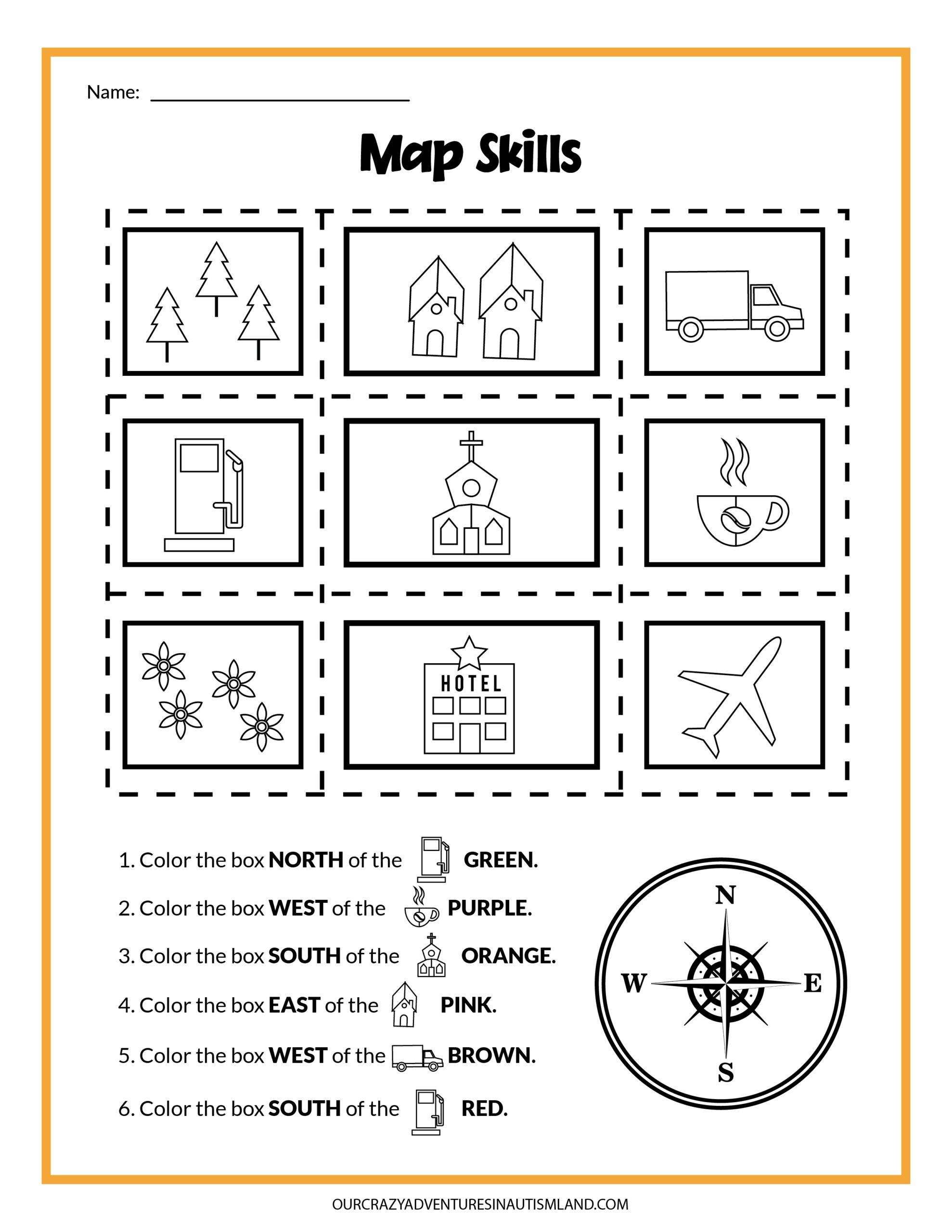 Map Skills Activity Printable Our Crazy Adventures In Autismland Map Skills Activity Printable Our Crazy Adventures In Autismland