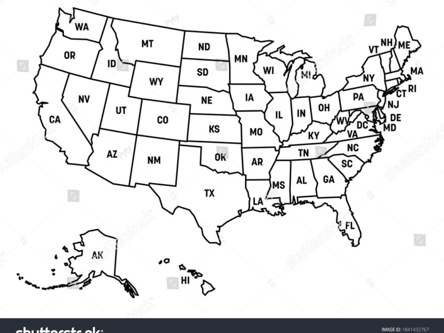 Map United States America Usa State Stock Vector Royalty Free 1841432767 Shutterstock