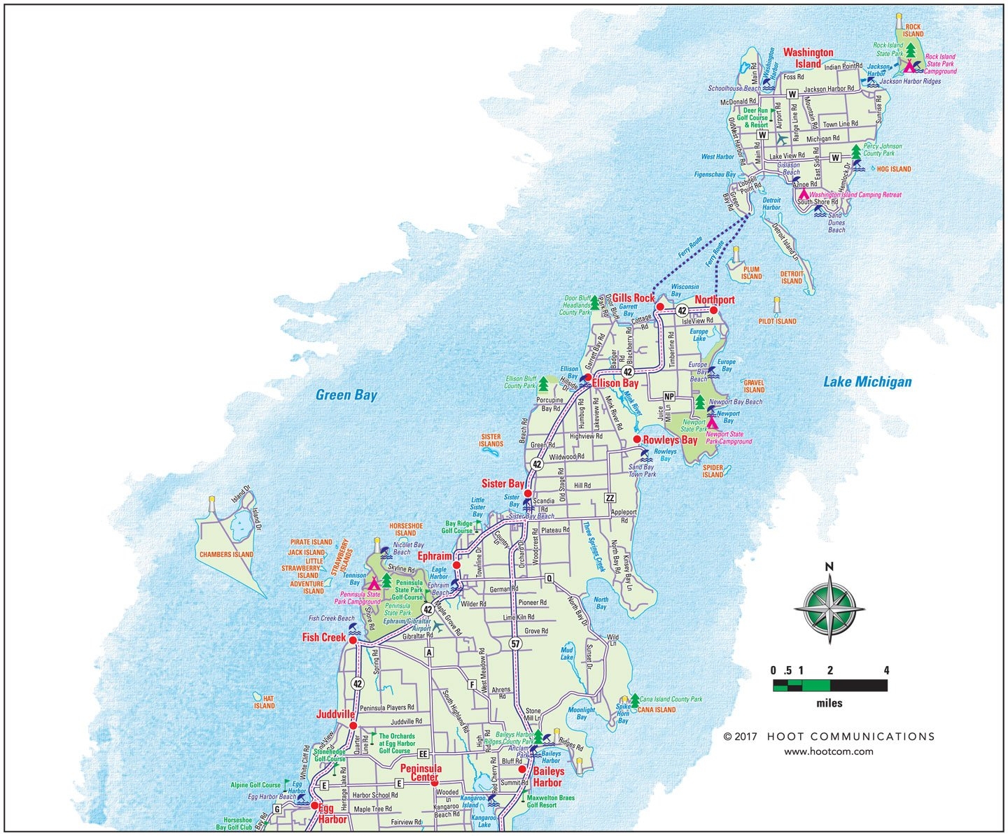 Free Printable Map Of Door County Wi