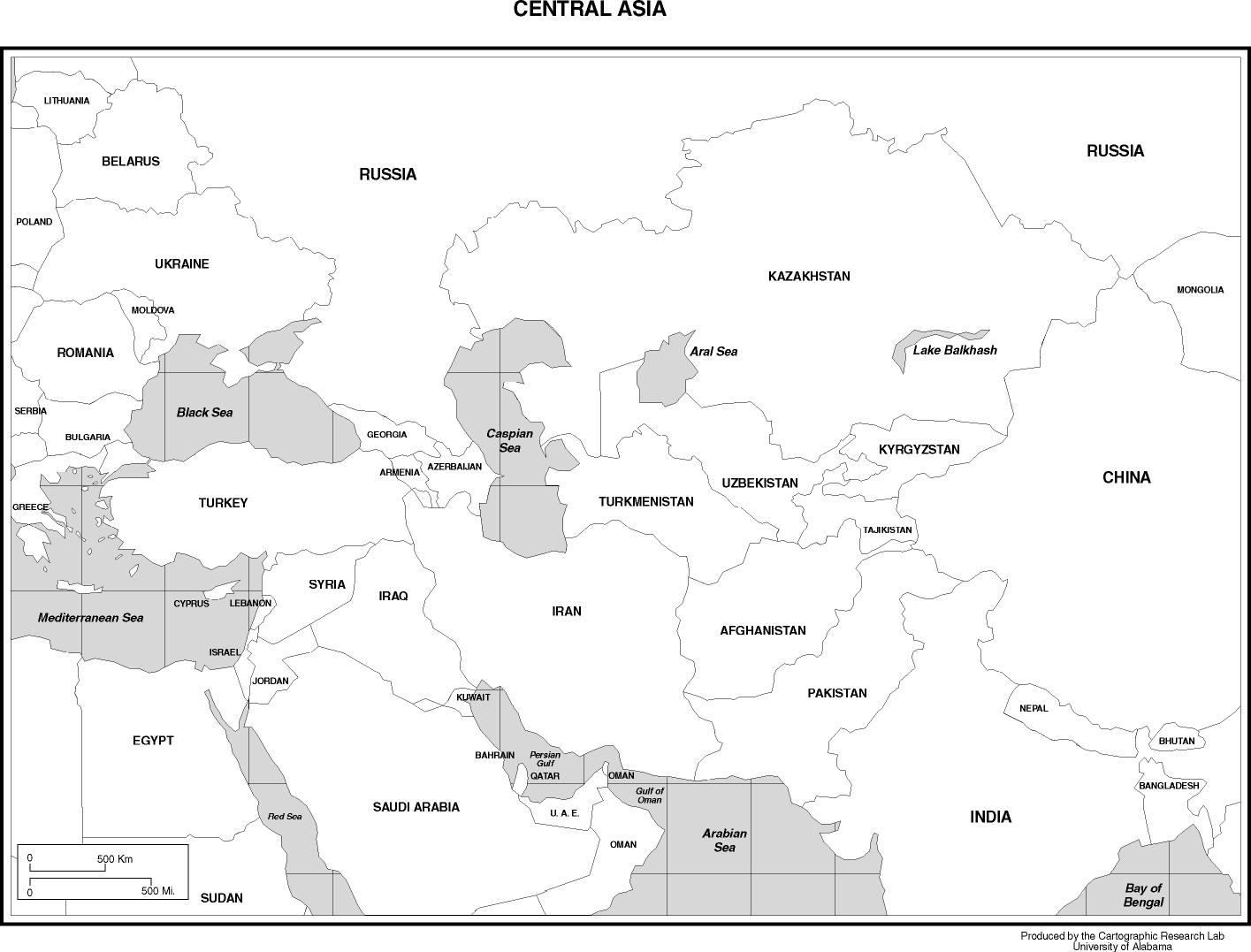 Asia Map Black And White Printable