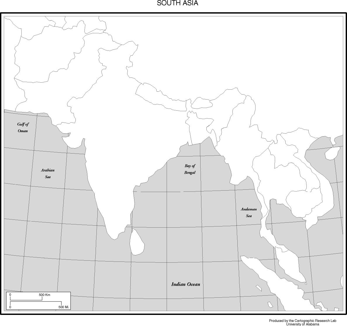 Printable Map Of South Asia