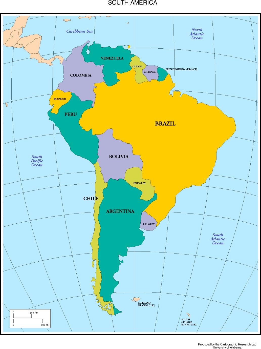 Printable Map Of South America Printable Map Of South America
