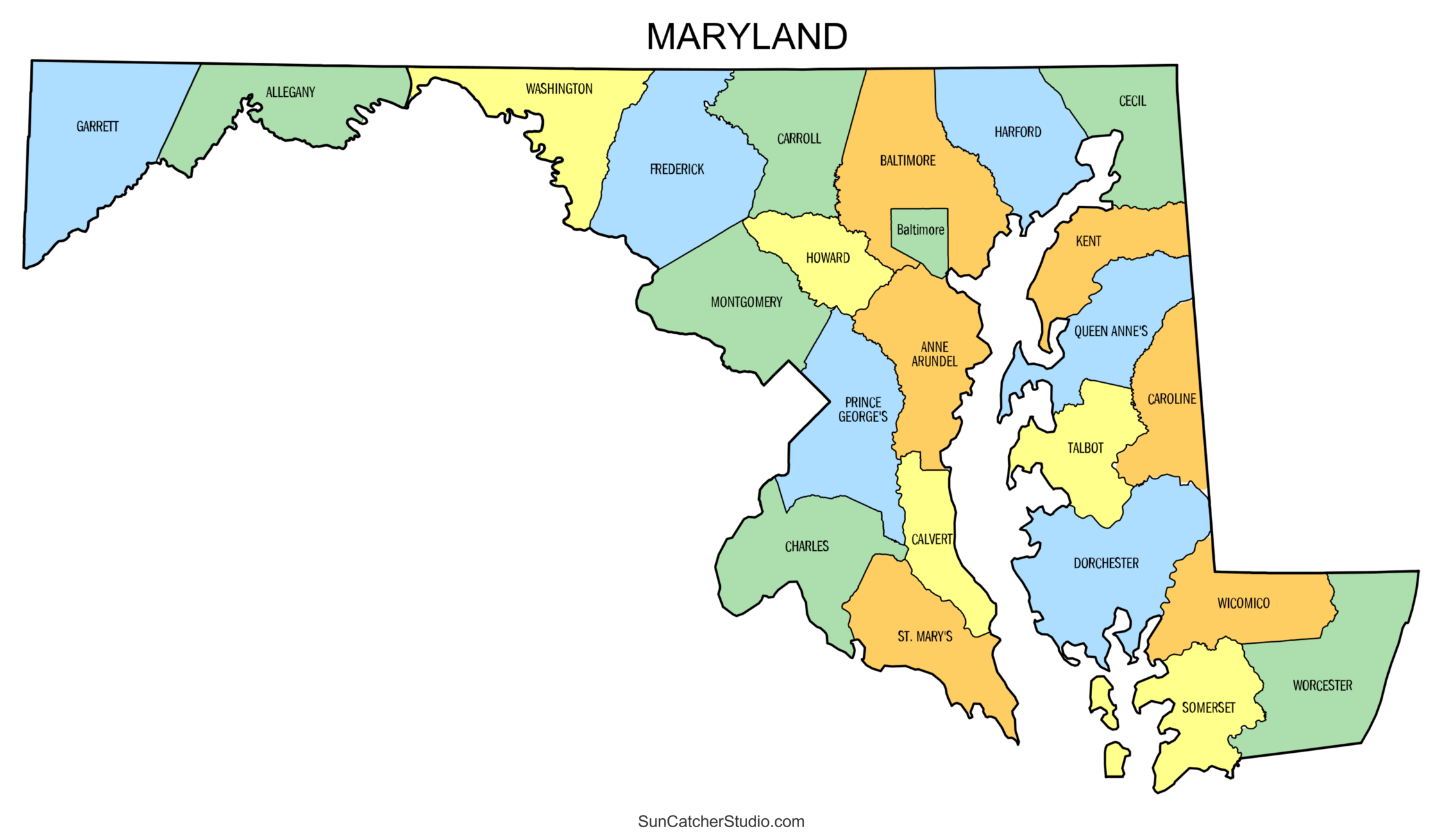 Free Printable Maryland Map Template