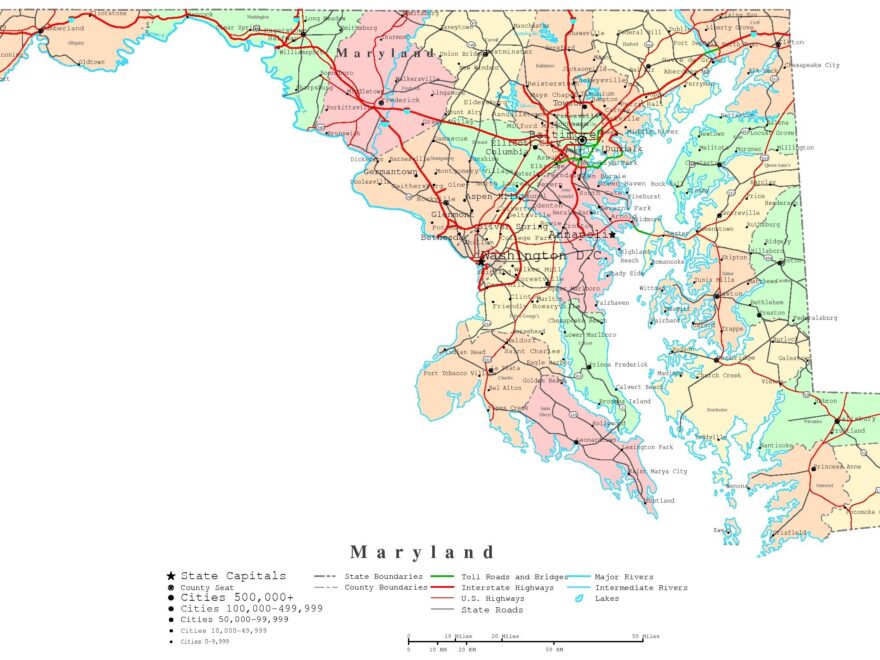 Maryland Printable Map