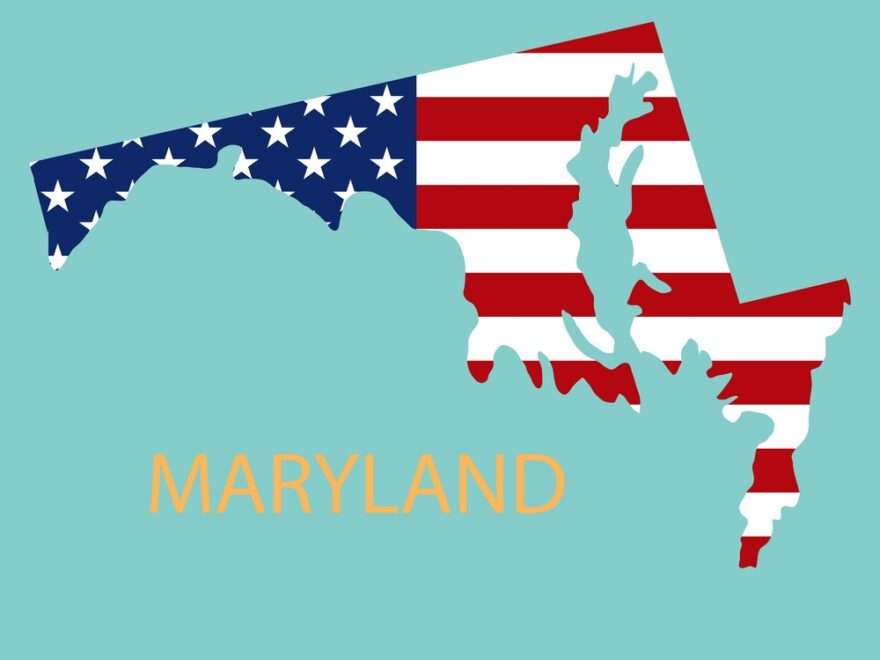 Maryland State Of America With Map Flag Print Vector Image