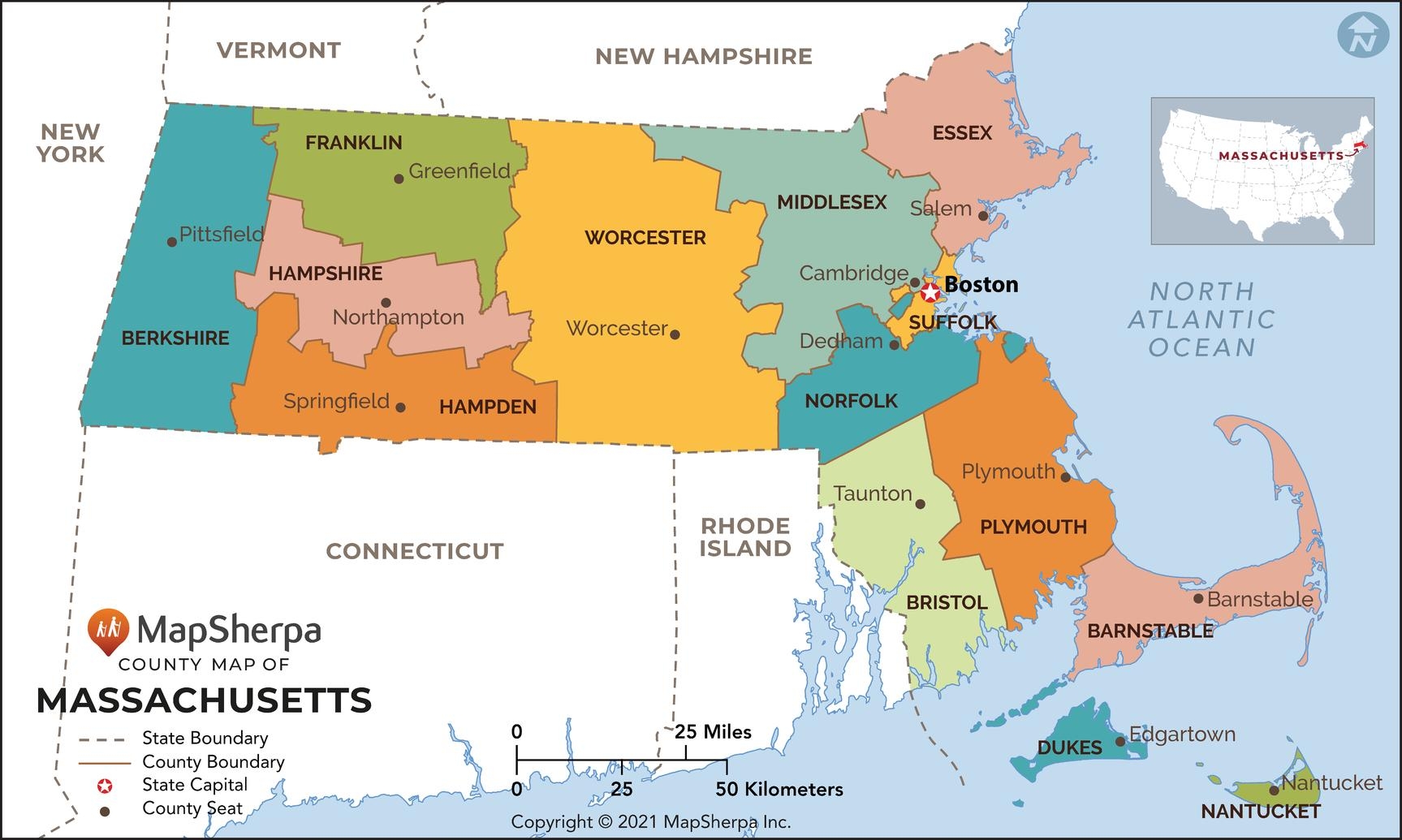 Free Printable Map Of Massachusetts Couties
