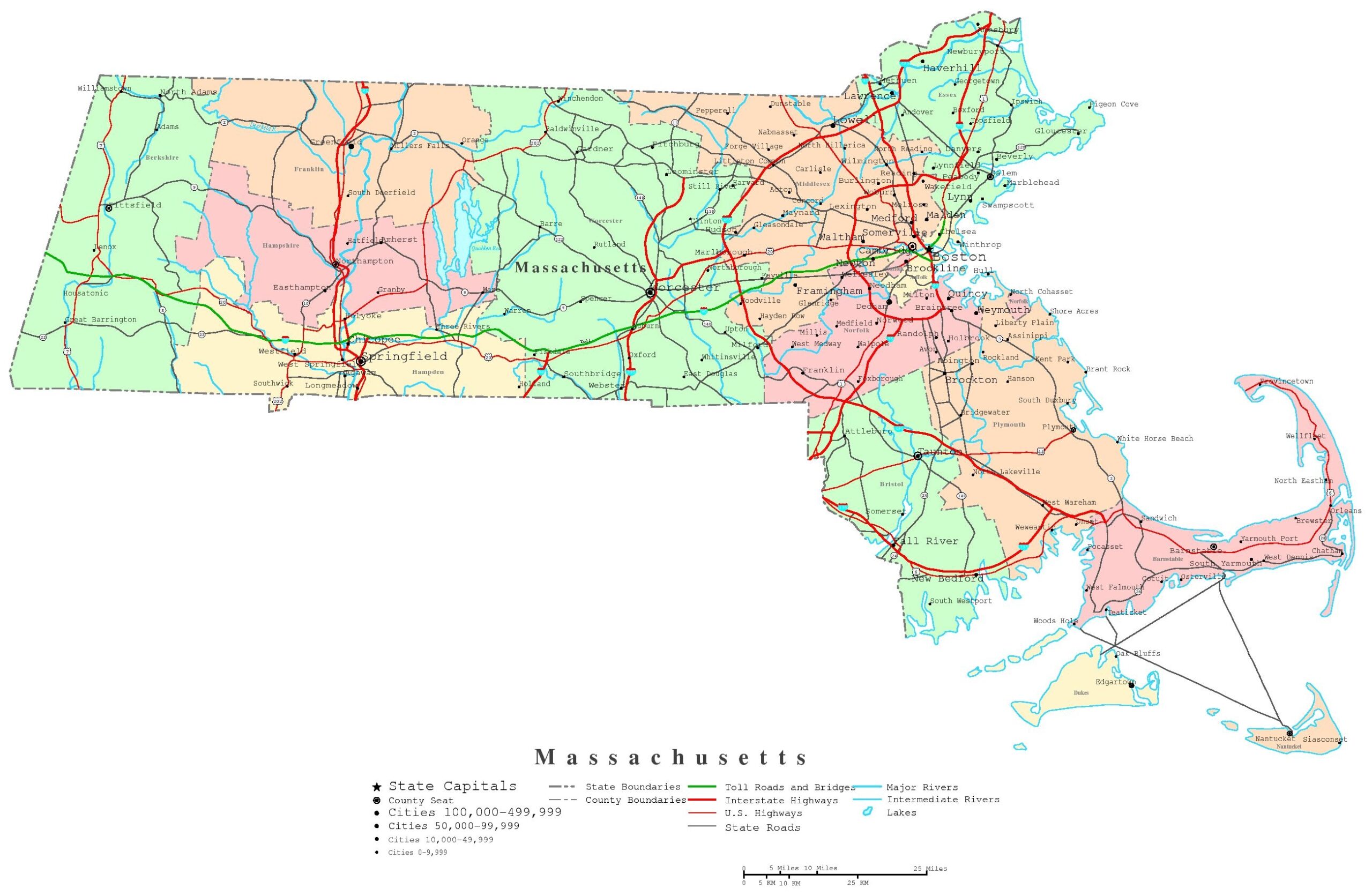 Massachusetts Printable Map Massachusetts Printable Map