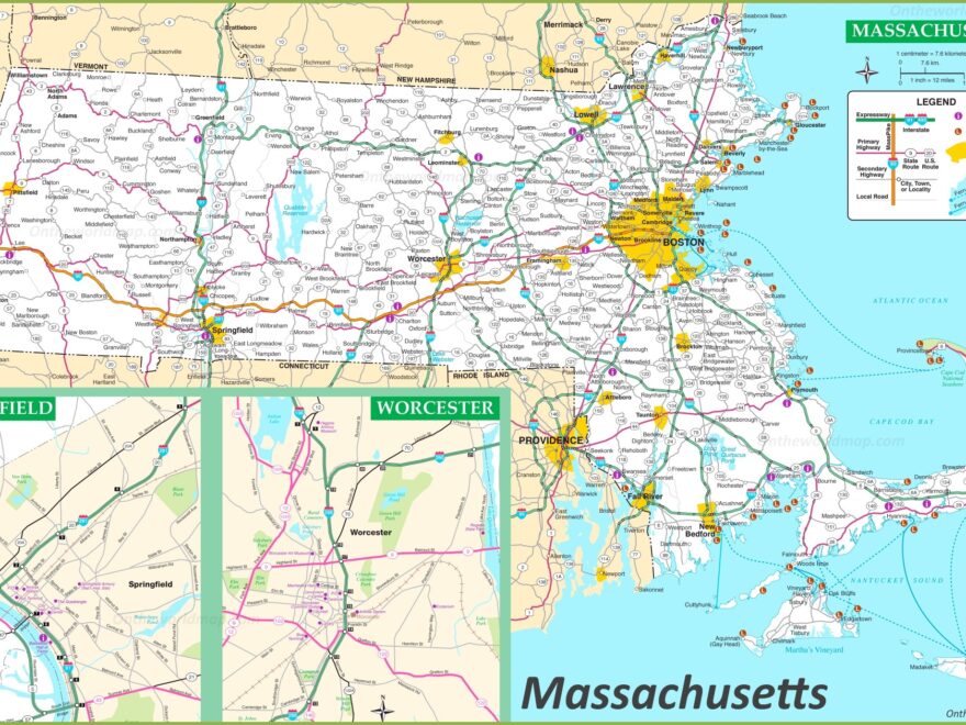 Massachusetts Road Map Ontheworldmap