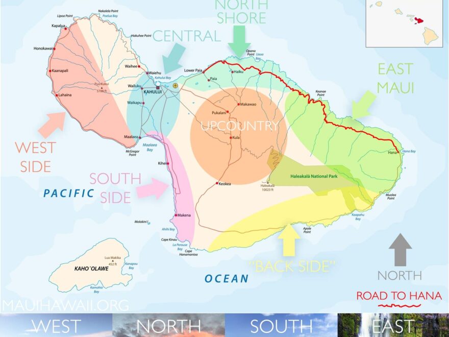 Maui Map Map Of Maui Sharing South West East Central And North Shore