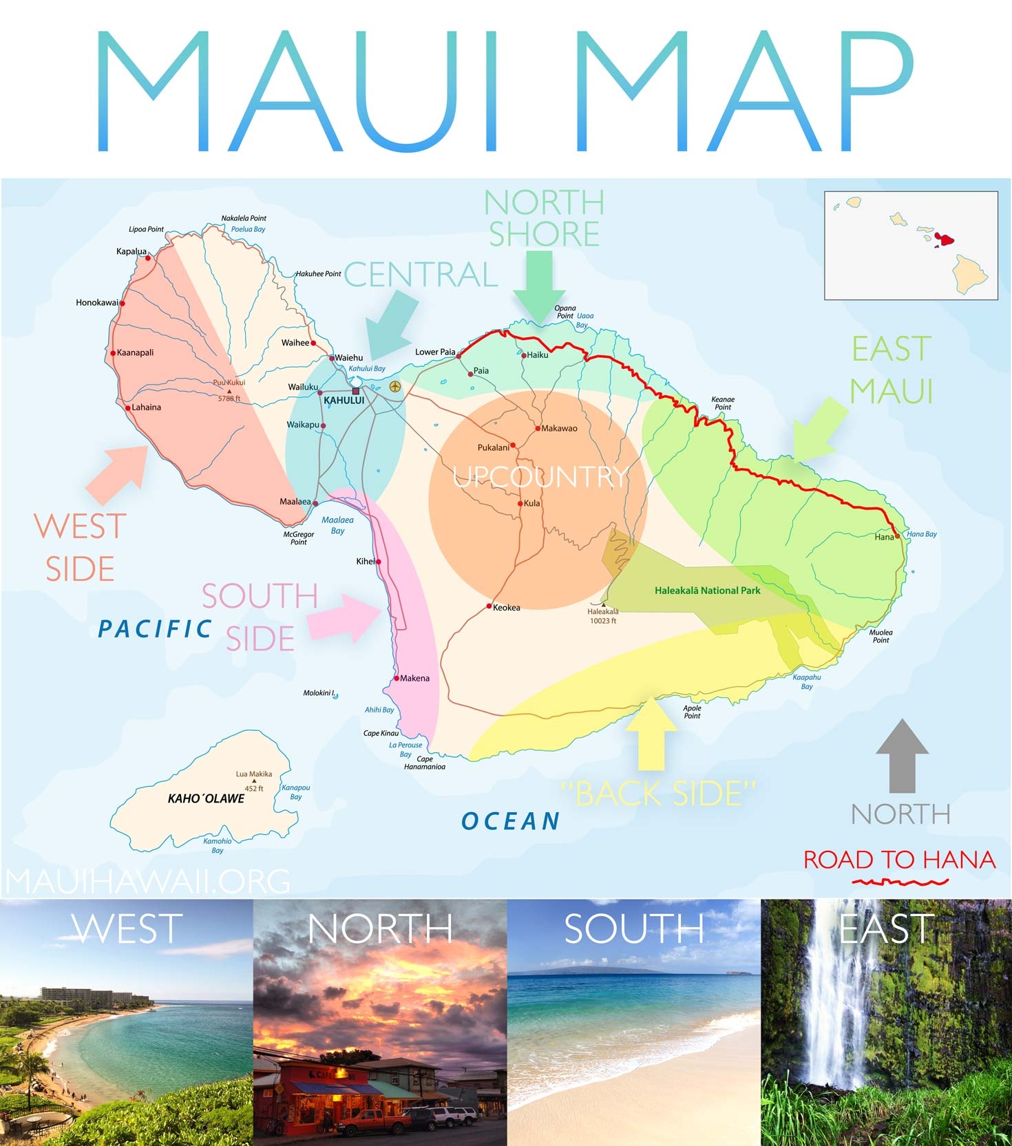 Maui Map Map Of Maui Sharing South West East Central And North Shore