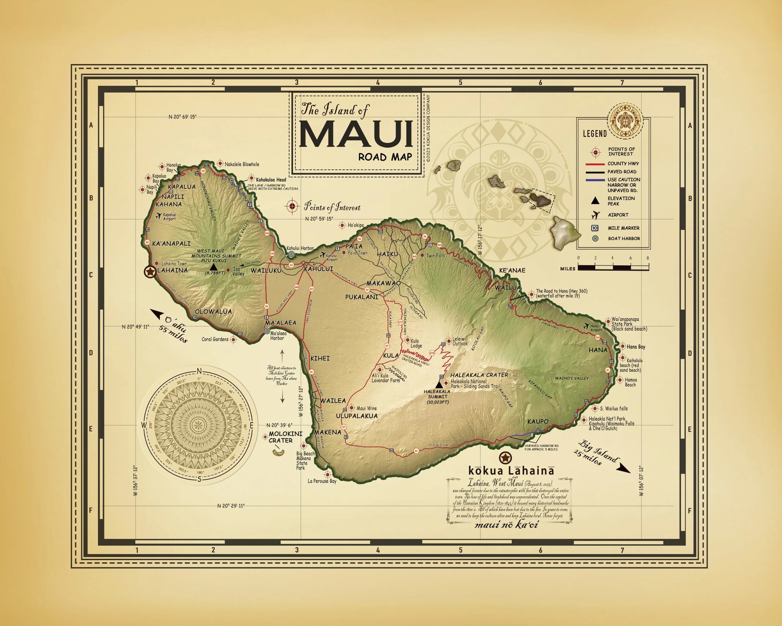 Maui Map vintage Inspired Digital Download Etsy