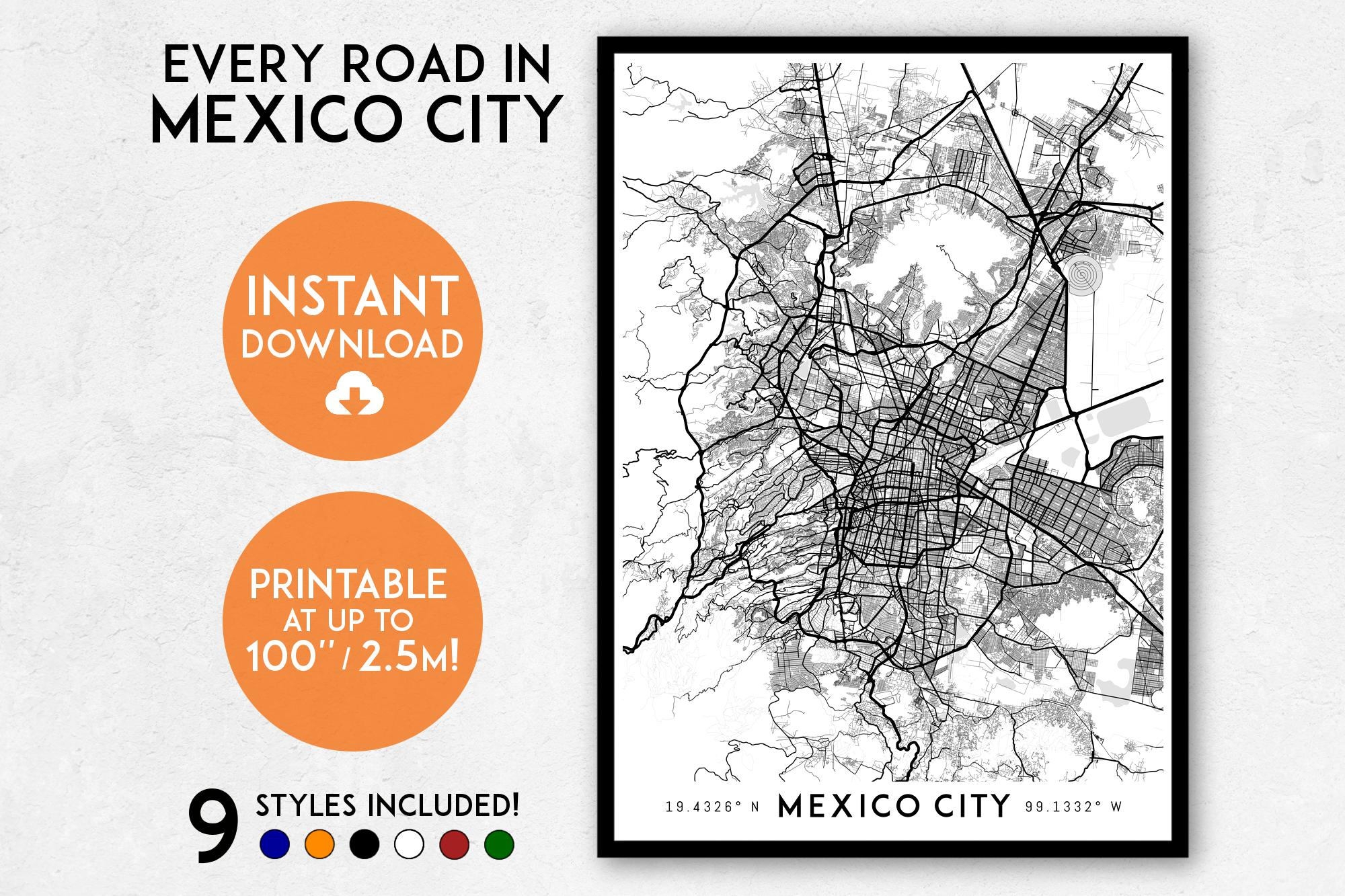 Mexico City Map Print Printable Mexico City Map Art Mexico City Print Mexico City Art Mexico City Poster Ciudad De Mexico City Wall Art Etsy