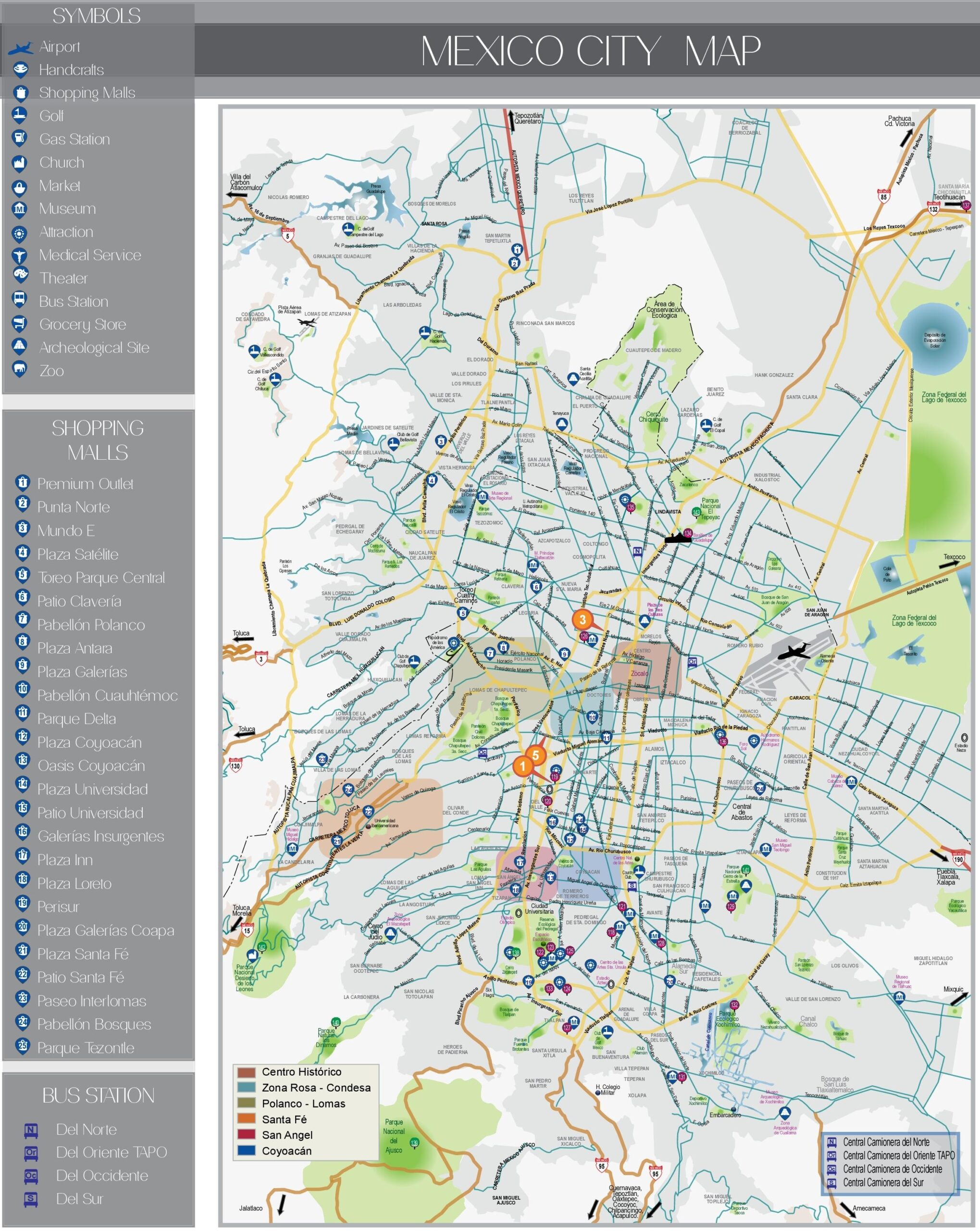 Mexico City Tourist Attractions Map Ontheworldmap
