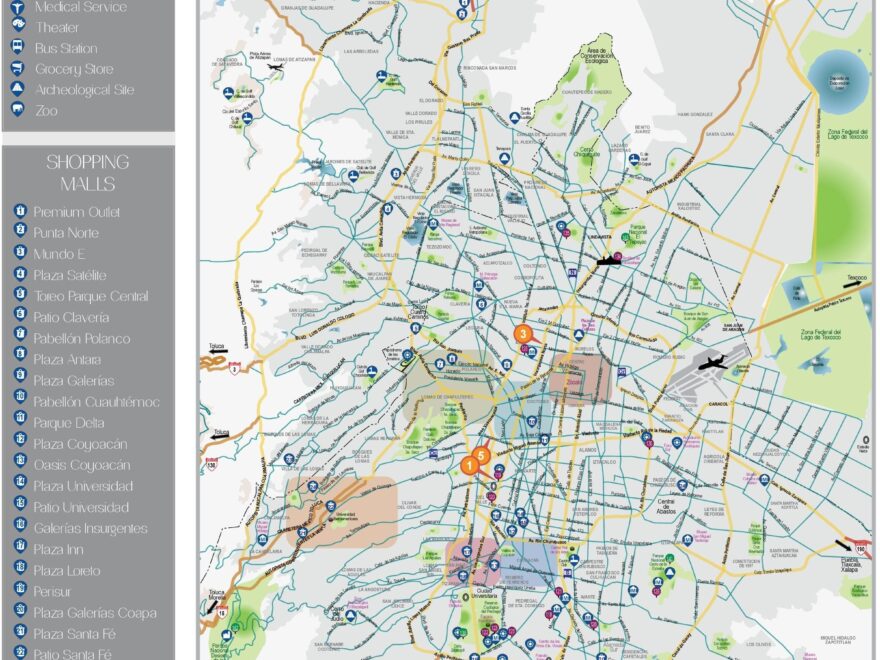 Mexico City Tourist Map Mexico City Attractions Map Mexico