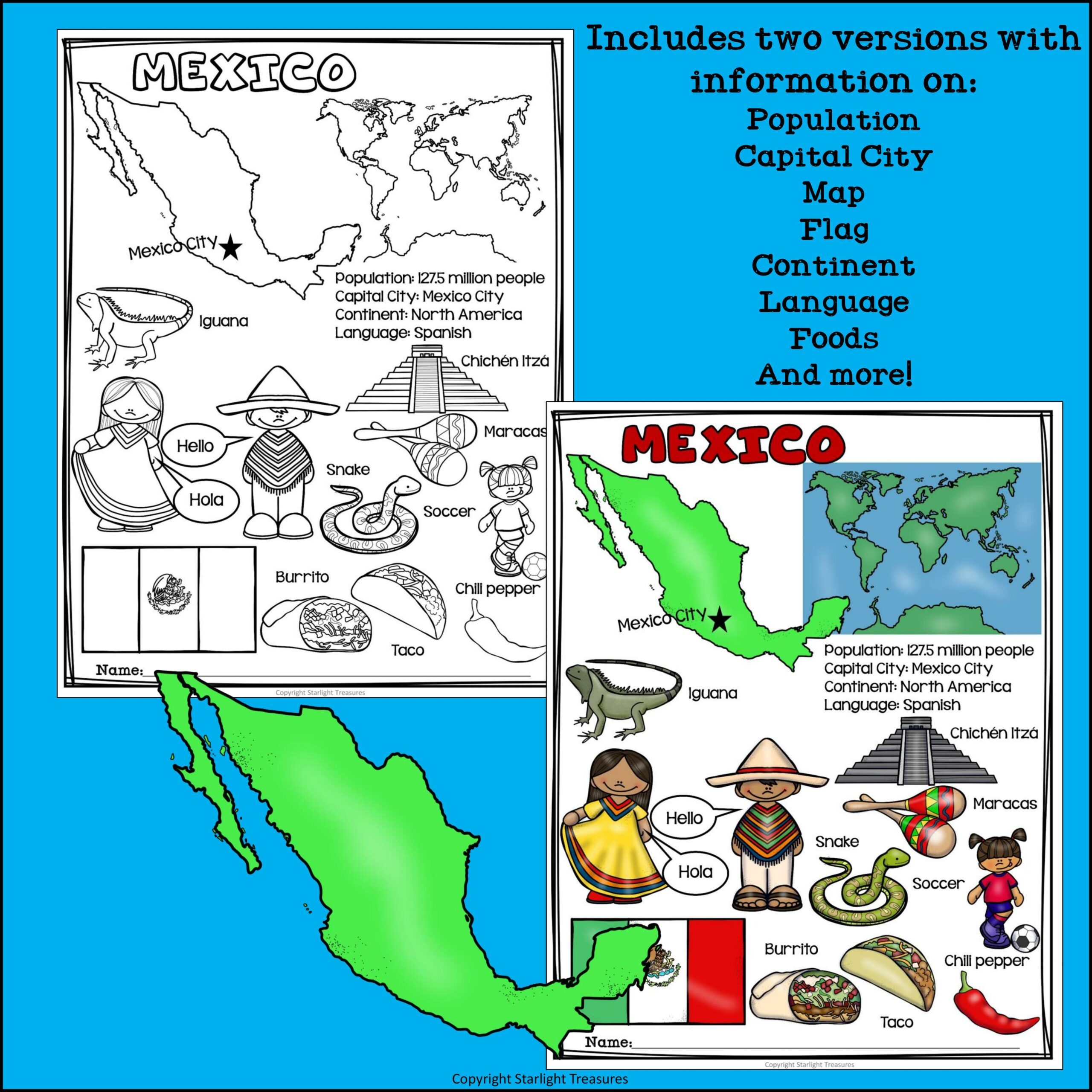Mexico Map Worksheets Printable