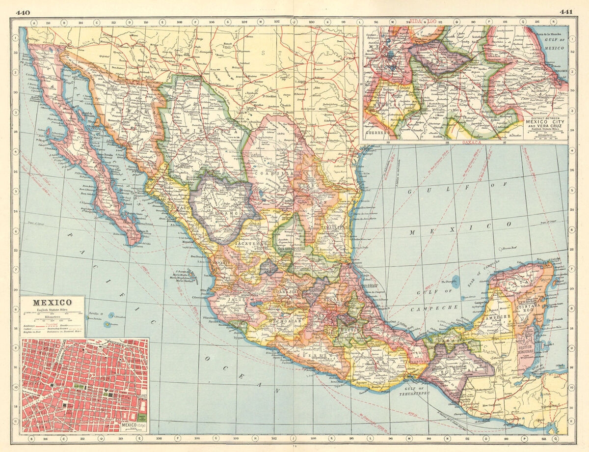 MEXICO Inset Mexico City Plan Mexico City Veracruz District 1920 Old Map EBay