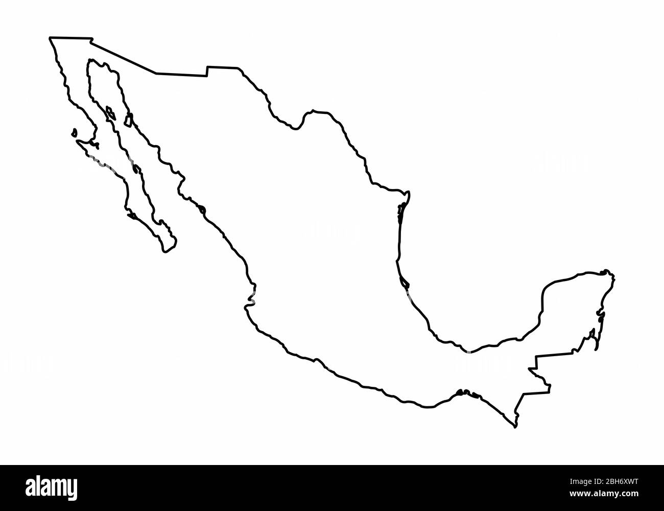 Mexico Outline Map Isolated On White Background Stock Vector Image Art Alamy