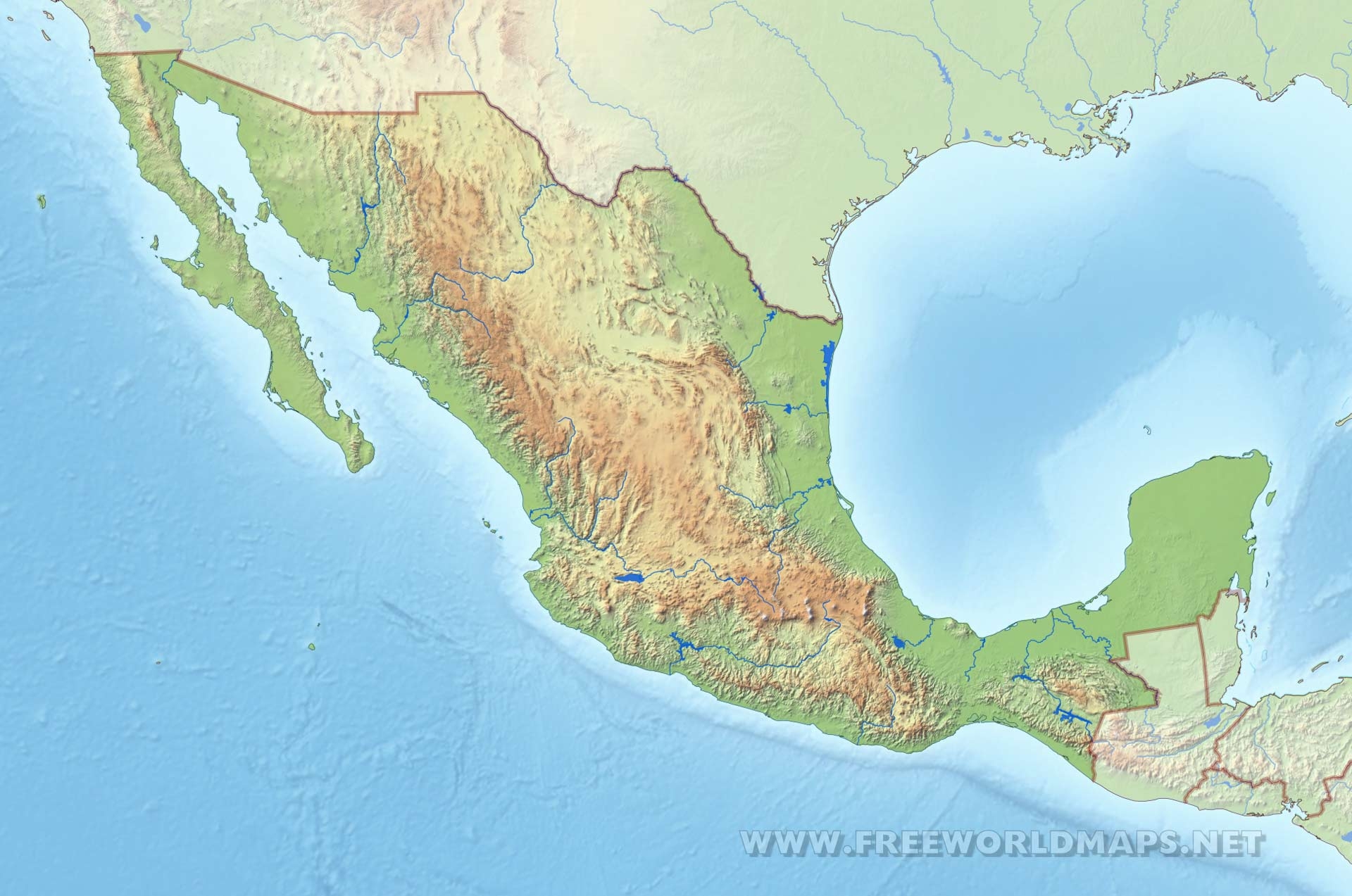 Mexico Physical Map