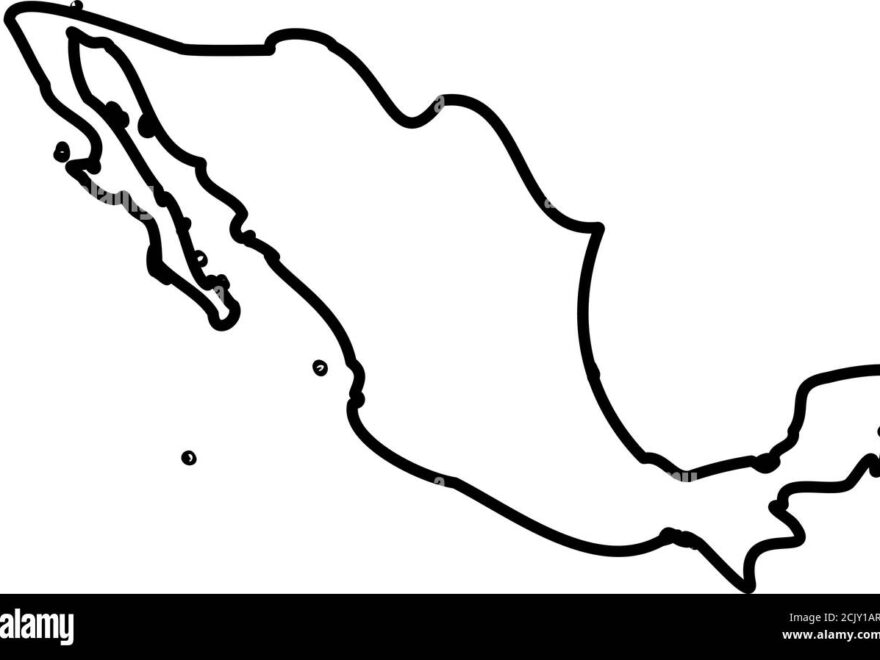 Mexico Solid Black Outline Border Map Of Country Area Simple Flat Vector Illustration Stock Vector Image Art Alamy