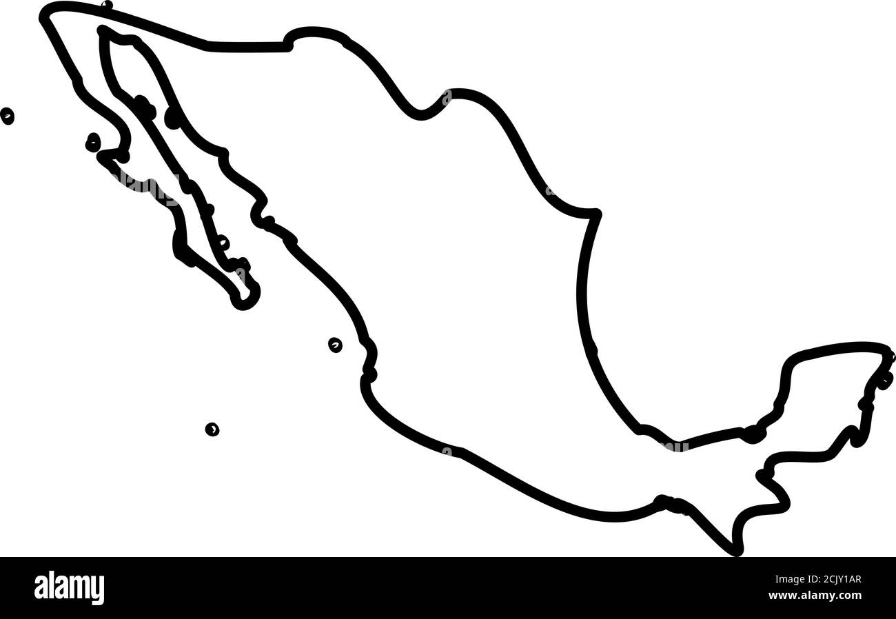 Mexico Solid Black Outline Border Map Of Country Area Simple Flat Vector Illustration Stock Vector Image Art Alamy