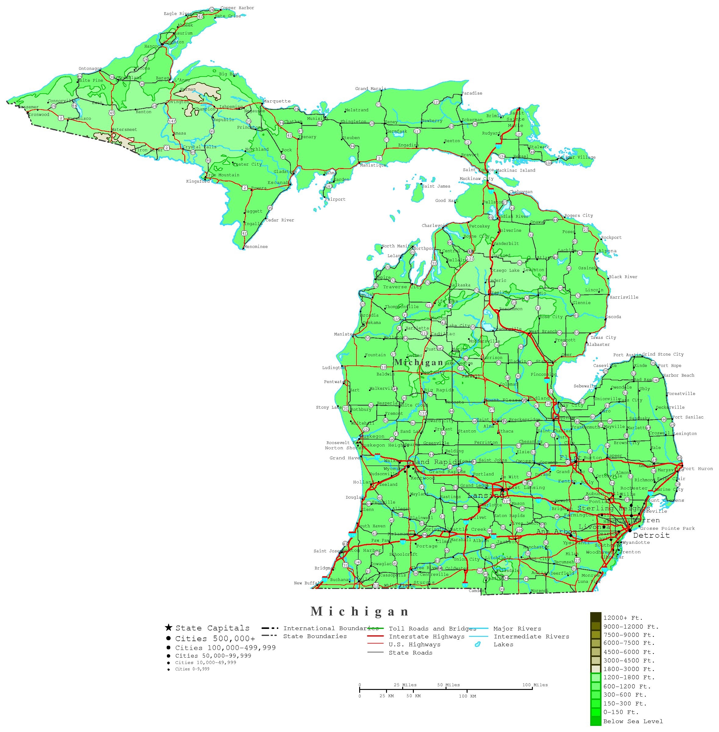 Printable Paper Map Of Michigan