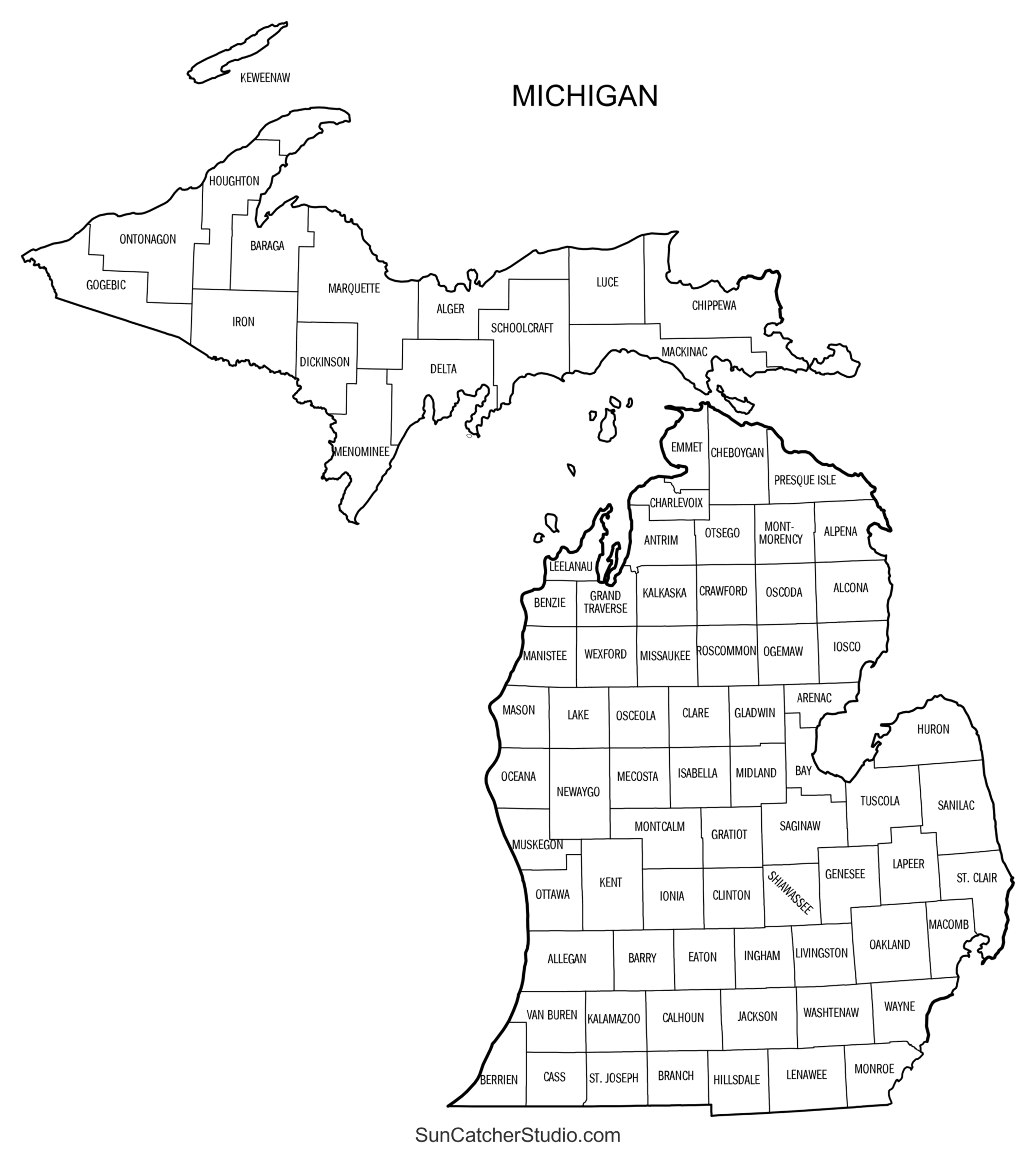 Michigan County Map Printable State Map With County Lines Free Printables Monograms Design Tools Patterns DIY Projects