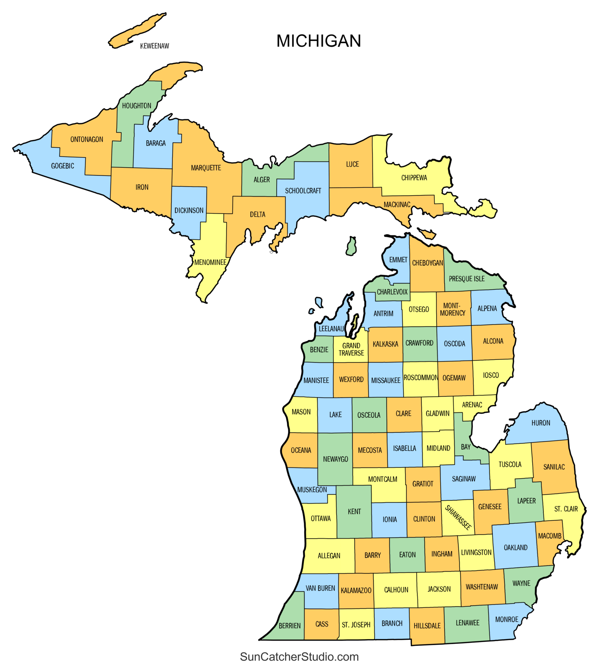 Michigan County Map Printable State Map With County Lines Free Printables Monograms Design Tools Patterns DIY Projects
