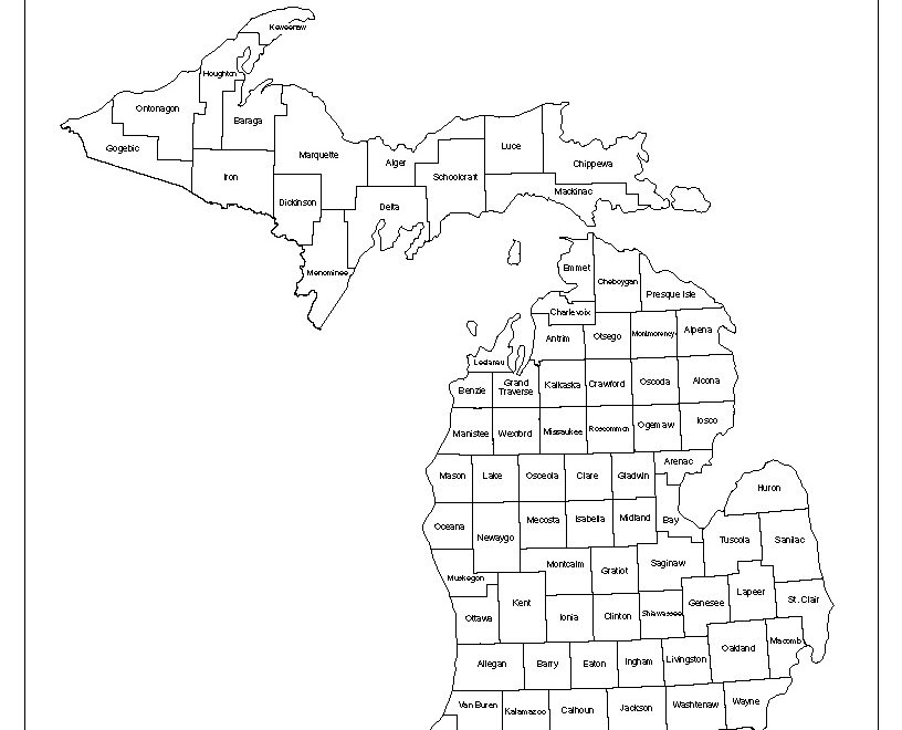Michigan Labeled Map