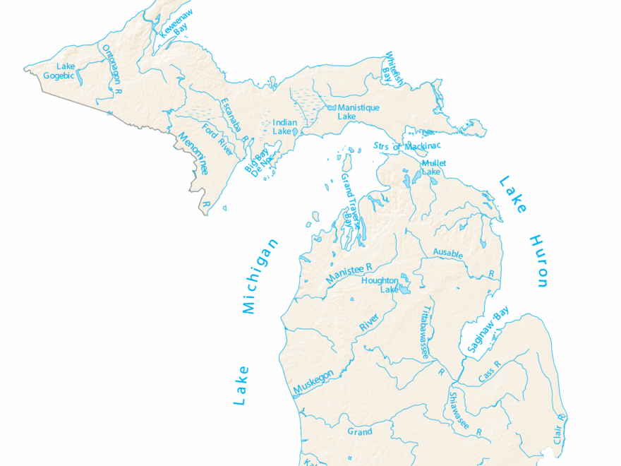 Michigan Lakes And Rivers Map GIS Geography